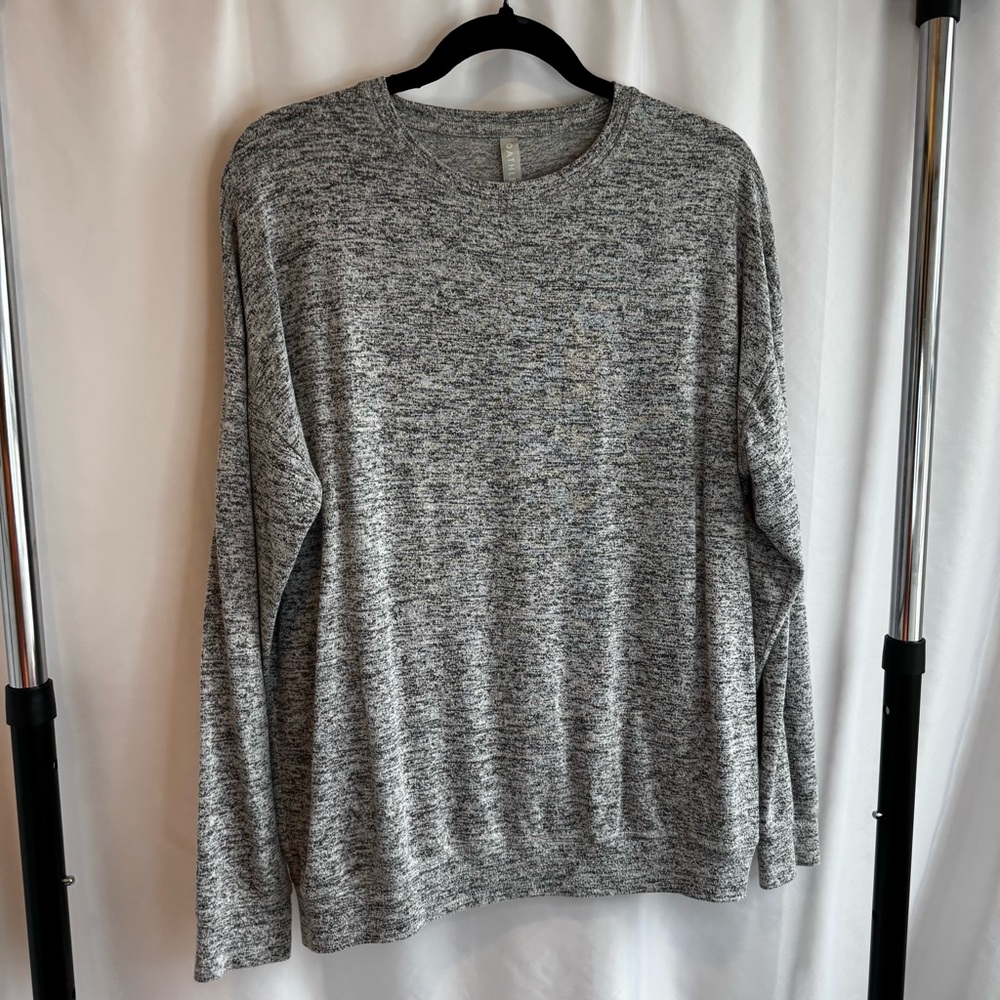Athleta Mindful Pullover Charcoal Heather Knit Top